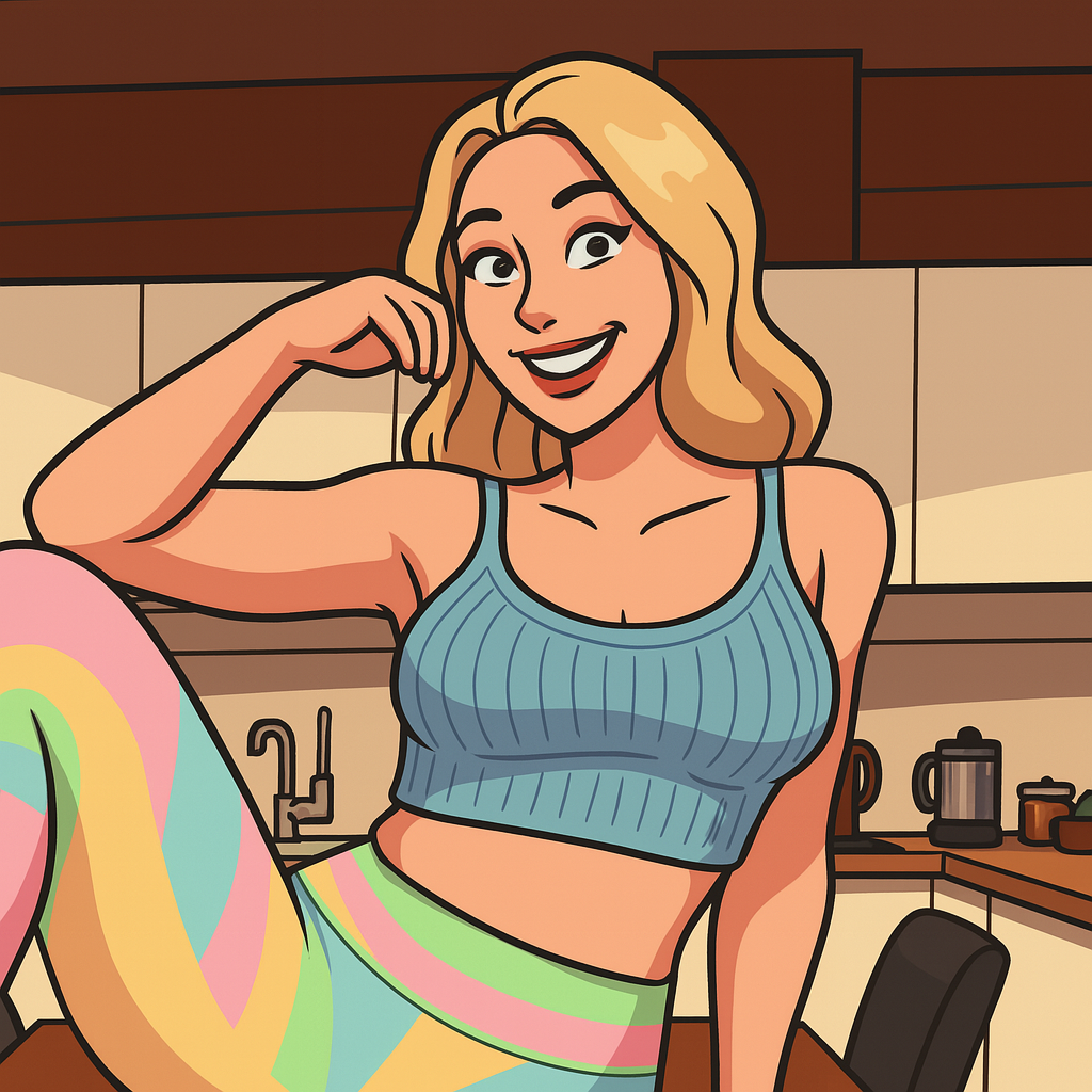 Our in-house created cartoon drawing of Anna Delos