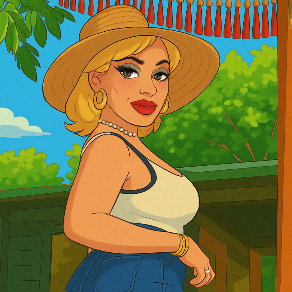 Our in-house created cartoon drawing of Rebecca More