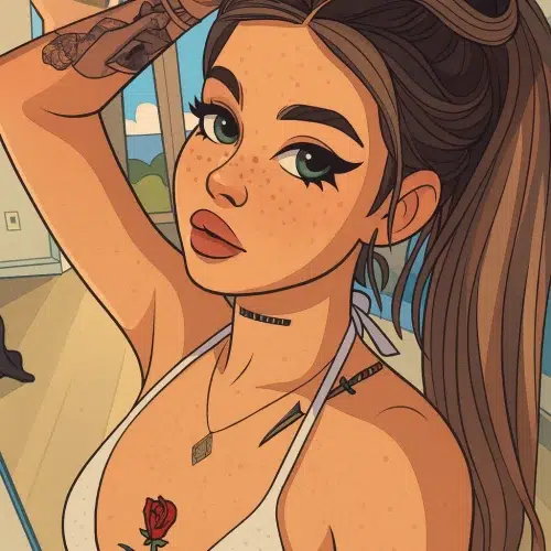 Our in-house created cartoon drawing of Rosie Rider