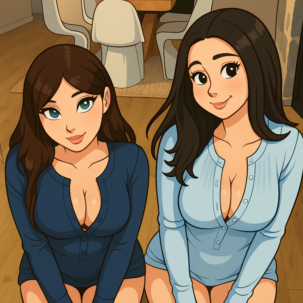 Our in-house created cartoon drawing of AudreyandSadie