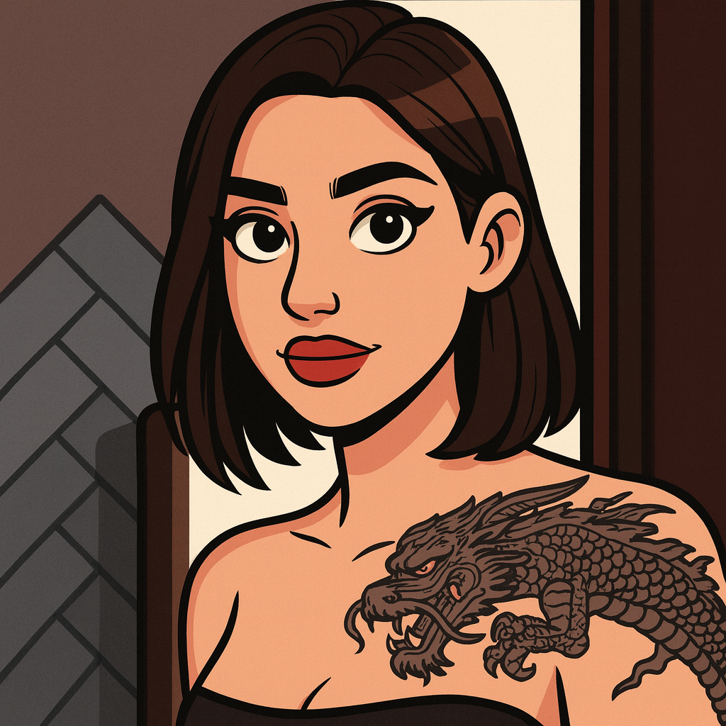 Our in-house created cartoon drawing of Anastasia.ish