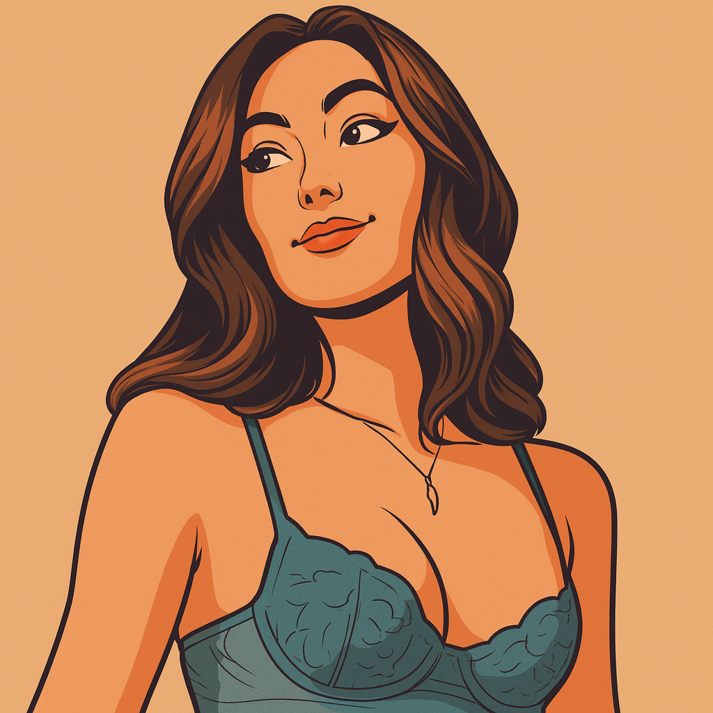 Our in-house created cartoon drawing of Eva Sky