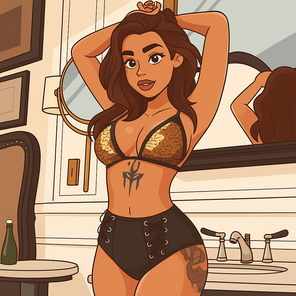 Our in-house created cartoon drawing of Cherry Rebelle