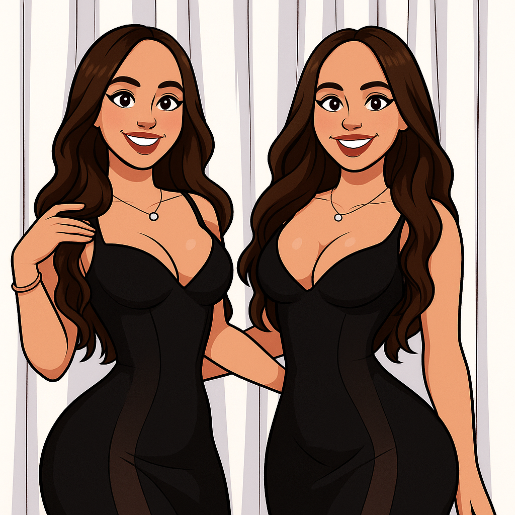 Our in-house created cartoon drawing of Connell twins