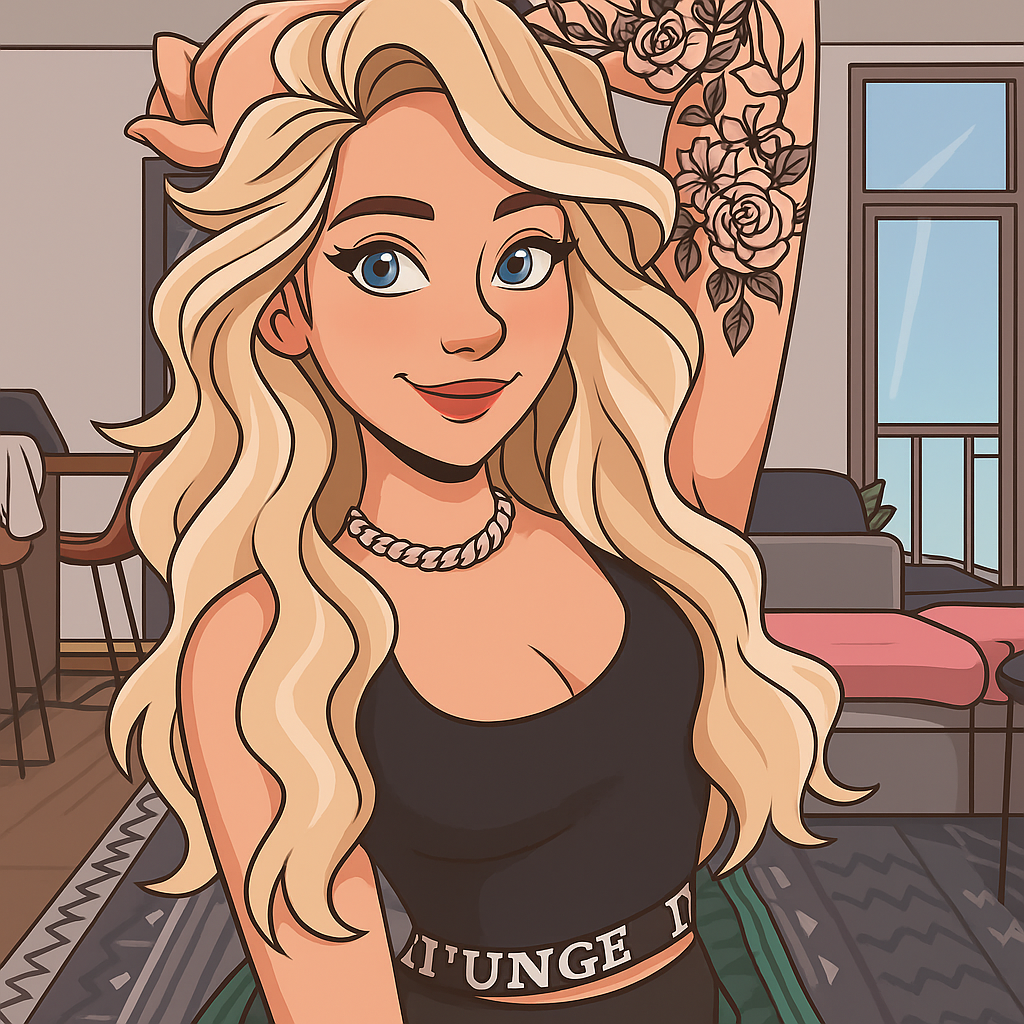 Our in-house created cartoon drawing of Eevie Aspen